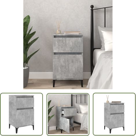 The Living Store Nachttisch Betongrau 40x35x70 cm - Nachttisch - Beistelltisch - Wohnzimmermöbel - Schlafzimmerschrank - Grau (1/5)