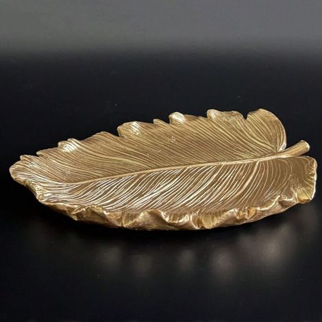 Plateau en résine (1 pièce) avec revêtement en feuille d'or et détails veinés de style nordique, pour salon et bureau. (1/4)