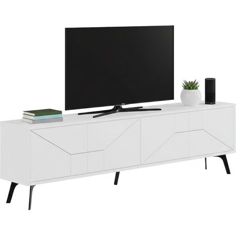 Mueble para TV Olgadikiev, un Estante, 4 Puertas, 4 Compartimentos, 180x30x50h cm Blanco