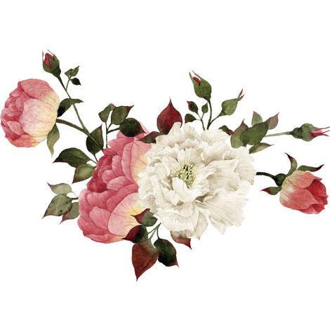 Decal Mural Mur Pour Mur - Fleur De Pivoine - Vinyle Réutilisable - Pour Chambre D Enfant Salon Salle De Jeux - 1 Pièce (1/5)