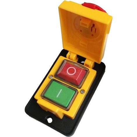 Trade-Shop Elektro Geräte Ein-Aus-Schalter Switch Ersatz mit 5 Kontakten für stationäre Maschinen Werkzeuge / inkl. Kappe Flachdichtung PVC-Abdeckung