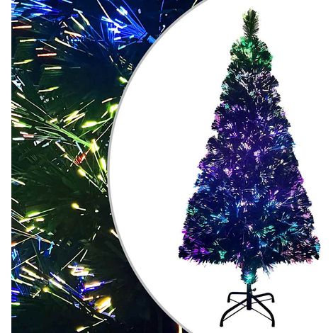 vidaXL Árbol de Navidad artificial y soporte fibra óptica verde 150 cm (1/2)