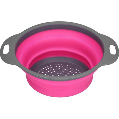 Égouttoir Silicone Rond Pliable Fruits Légumes Panier Lavage avec Poignée Cuisine Maison Rouge Petite Taille (1/5)