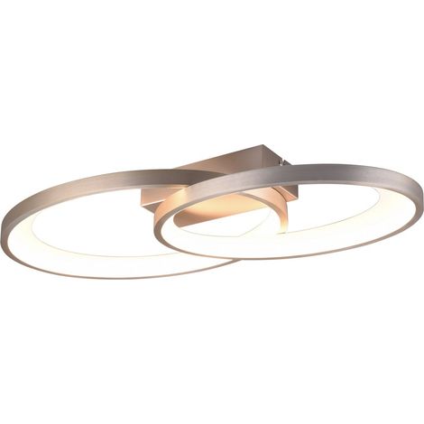 Plafonnier LED moderne nickel mat, anneaux entrelacés, 25W, 3000K (1/4)