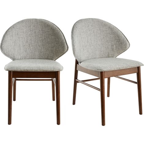 Sedie vintage in tessuto grigio chiaro e base noce (set di 2) SPIKE