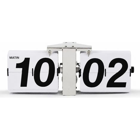 Horloge à rabat mécanique rétro automatique murale et à poser en métal blanc 12 pouces blanc 300 g – Livraison gratuite