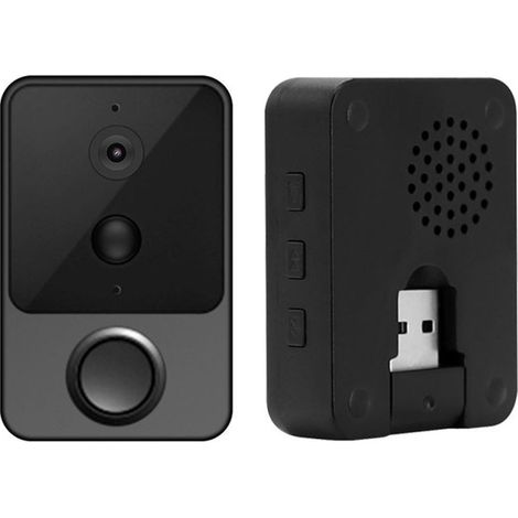 Sonnette vidéo sans fil, sonnette intérieure, appel à distance via application, vision nocturne infrarouge, capture vocale bidirectionnelle (1/5)