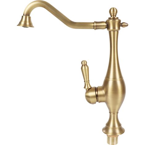 Robinet de lavabo avec poignées en laiton antique et mitigeur thermostatique. (1/5)