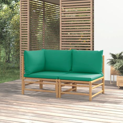 Salon de jardin 2 pcs - Ensemble Table et Chaise de Jardin - avec coussins vert bambou BV205355 - BonneVie (1/5)