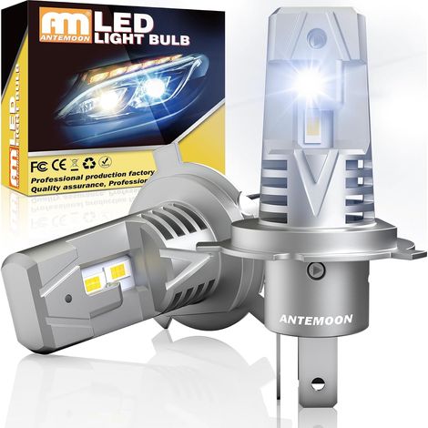 H4 LED Bulb, 90W 18000LM CSP 6000K White H4 LED Bulb for Headlight DC 12V 24V Car and Motorcycle, 1:1 Mini Replacement for Halogen and Xenon Lamps, Error, 2 Bulbs (1/5)