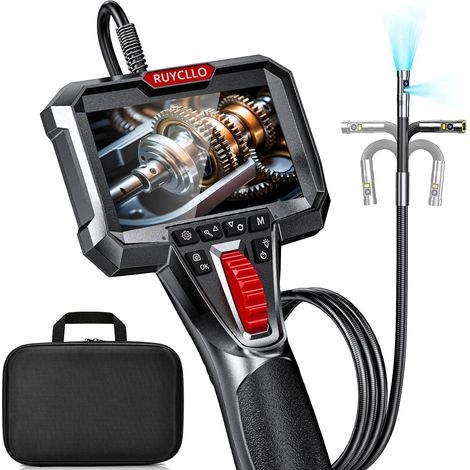 Double Objectif Caméra Endoscopique Industrielle avec Lumière, 1920P HD avec Tête Articulée Ø6,5mm 210°, Étanche IP67, Carte SD 32 Go Incluse - pour Mécanique Auto, Tuyauterie, Maintenance Technique (1/5)