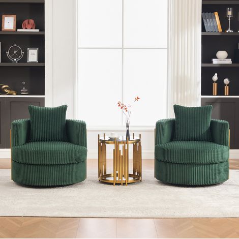 Fauteuil pivotant 360° en cordon, avec rangement sous l’assise, vert foncé HAVRYA (1/5)