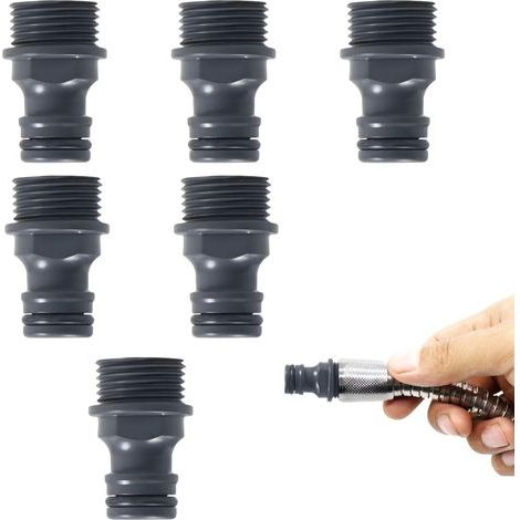 Set da 6 raccordi rapidi per tubo di irrigazione, raccordo per tubo da 1/2", filettatura esterna G1/2, adattatore rapido per rubinetto e tubo di irrigazione, plastica ABS (1/5)