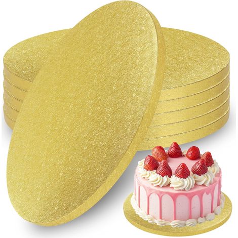 Lot de 5 Plateau Gâteau Rond,30 cm Diamètre,12 mm Épaisseur,Papier Alimentaire Doré,Mariage Fête Pâtisserie (1/5)