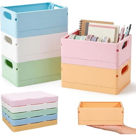 Lot de 6 Caisse Pliable 16.5 x 12 x 7cm Empilable Pliable et facile à transporter,cuisine, salle de bain, chambre à coucher, bureau et armoire (1/5)