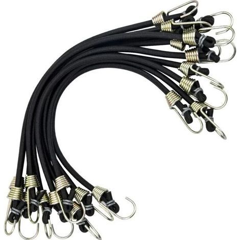 – Lot de 10 tendeurs sandow 30 cm – Caoutchouc et métal – Crochets résistants pour camping, remorque, moto et vélo (1/5)