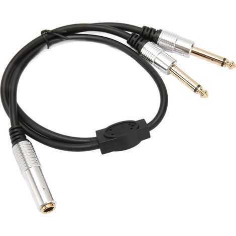 6,35-mm-Klinkenbuchse auf zwei Klinkenstecker (Stecker), vergoldete Anschlüsse, 0,5 m Stereo-Y-Kabel