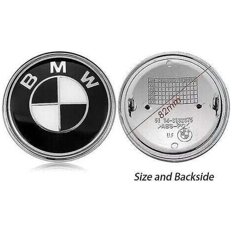 Logo BMW per cofano anteriore e posteriore, bianco e nero, 82 mm, confezione da 4
