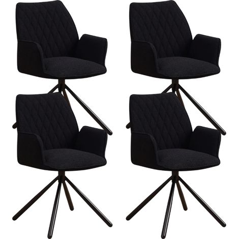 Set mit 4 drehbaren Novan-Esszimmerstühlen aus schwarzem Bouclé – (1/5)