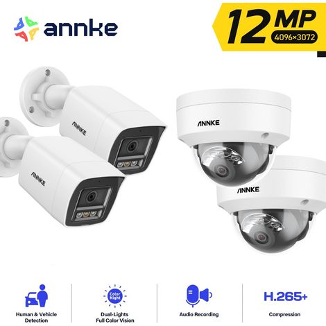 ANNKE 12MP Cámara de seguridad exterior visión nocturna a color detección de movimiento acceso remoto,4pcs (1/5)