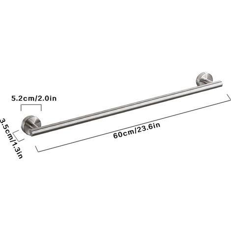 Porte-serviettes mural 60 cm en acier inoxydable, barre porte-serviette simple avec vis de fixation, support salle de bain cuisine et toilettes (1/5)