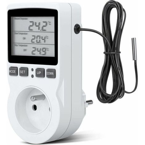 Prise Thermostat Programmable avec Sonde pour chauffage, serre, aquarium, minuterie numérique programmée (1/4)