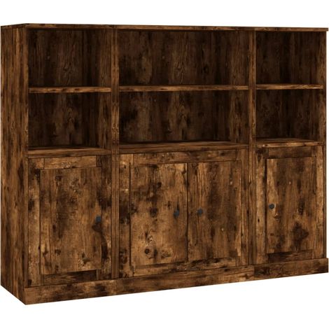 Credenza a buffet cassettiera mobile contenitore organizer cucina soggiorno salotti 3 pezzi legno ingegnerizzato marrone 020037051