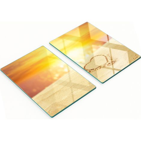 Planches de cuisine en verre trempé avec motif cœur sur sable 2x40x52 cm (1/5)
