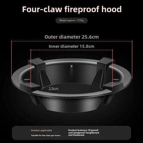 Soporte universal antideslizante para sartenes, para estufa, protector contra el viento de hierro fundido (cuatro puntas).