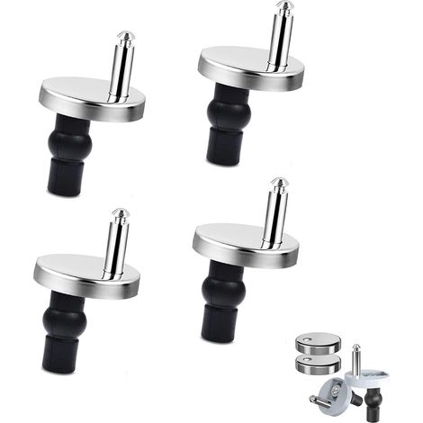 Lot de 4 charnières de siège de toilette avec vis et écrous extensibles – Facile à installer – Fixations de sièges de toilette pour trous borgnes – Comprend des boulons de siège de toilette et un
