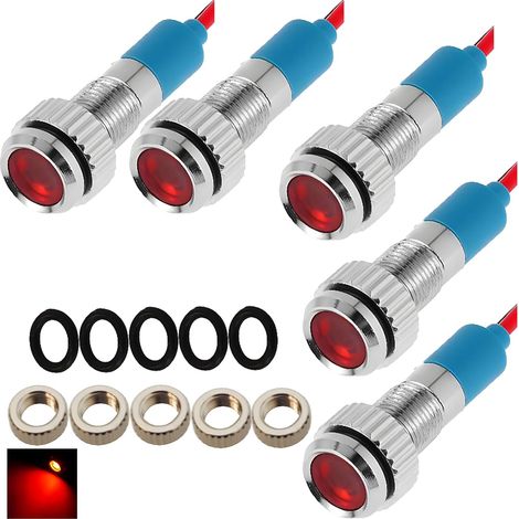 5 Stück rote 12V 6mm LED-Warnleuchten für Armaturenbretter, geeignet für Autos, Transporter, Boote und andere Fahrzeuge. (1/5)