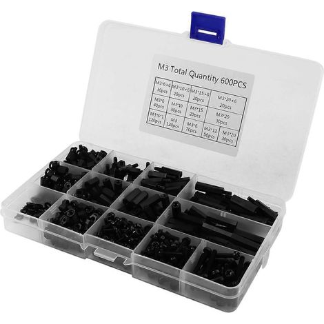 Satz mit 600 Nylon-Abstandshaltern – M3-Sechskant-Abstandshalter aus Nylon (Außen-/Innengewinde) (1/5)