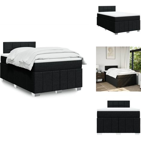 Sommier à lattes de lit avec matelas noir 120x190 cm tissu - Sommier À Lattes De Lit - Sommiers À Lattes De Lit - Lit - Meuble De Chambre À Coucher (1/5)