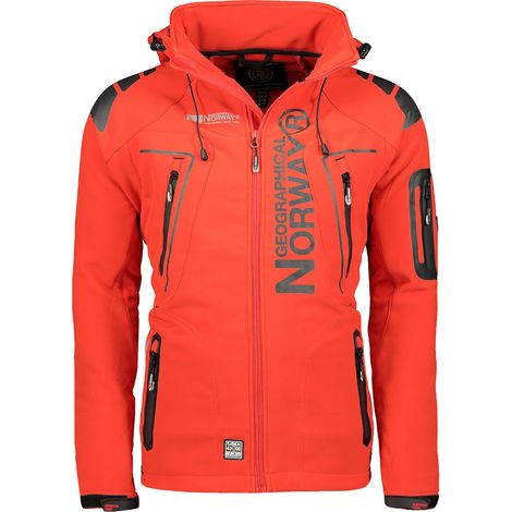 Geographical Norway Techno MEN 056 BS3 giacca sportiva da uomo con cappuccio regolabile, impermeabile, rossa (WU1060H/GN) S