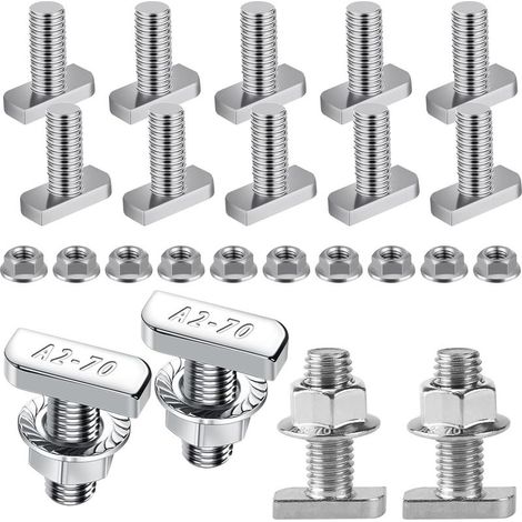20-teiliges Set T-Bolzen M8x20mm T-Nut-Einsteckbolzen mit Hammerkopf, T-Gleitschraubenform für Aluminium-Extrusionsprofile zur Montage von Photovoltaik-Solaranlagen (1/5)
