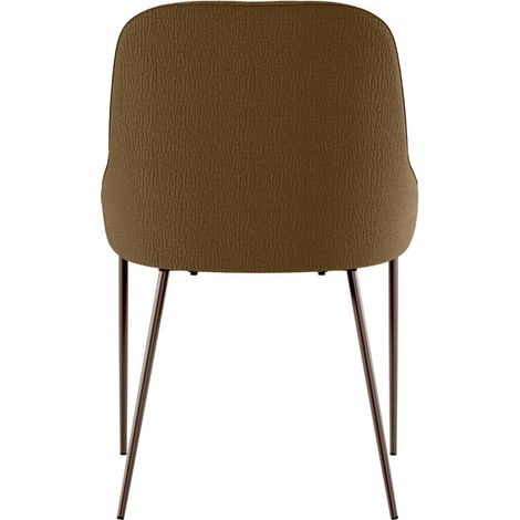 Sedia Ginevra in tessuto Easy-Clean color marrone e struttura in metallo verniciato bronzo - Design minimalista e raffinato per casa (1/5)