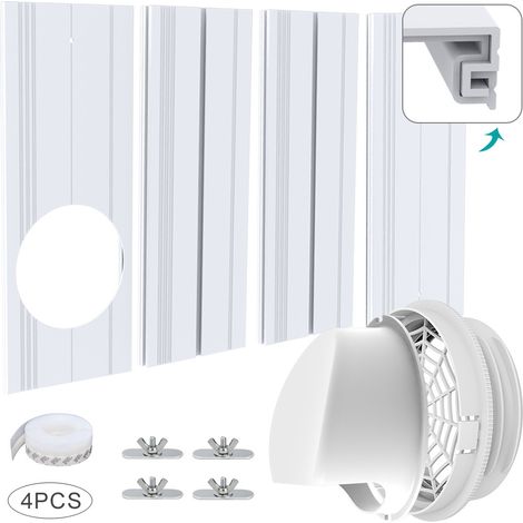 Kit d'évent de fenêtre de climatiseur - pour Tuyau d'évacuation de 13cm et 15cm, pour fenêtre Verticale et Horizontale de 43-140cm, Adaptateur de Tuyau d'évent de climatiseur - sans Tuyau (1/5)