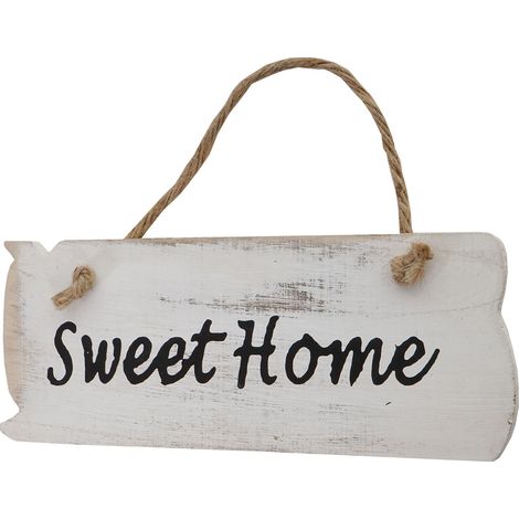 [JAMAIS UTILISÉ] Planche murale Sweet Home, planche décorative, panneau style shabby, vintage, 10x25x1cm, blanc