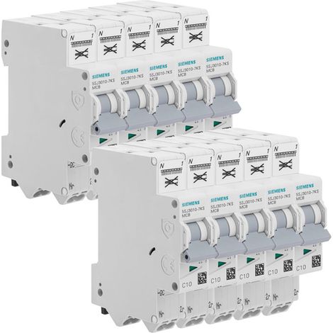 SIEMENS Lot de 10 disjoncteurs Auto P+N 10A