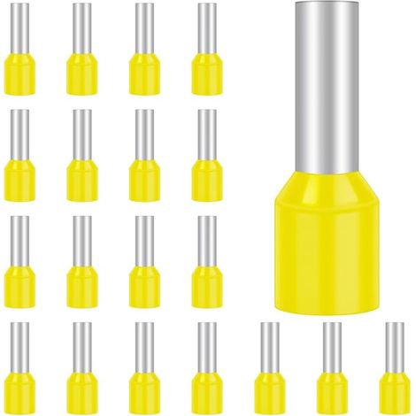 Lot de 100 Embouts de Câble Isolés 6 mm² Jaune, Hanibos Connecteurs Électriques Souples pour Fil, Manchons de Câblage (6 mm² x 12 mm) (1/5)