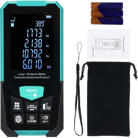 Télémètre professionnel 50 m / 164 pi avec mode de mesure continu (volumes et surfaces) et calcul de Pythagore Télémètre numérique rechargeable par USB (1/5)