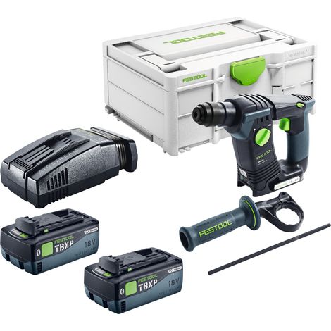 Taladro percutor a batería Festool BHC Basic 18 V 1,8 J SDS Plus Brushless + 2x batería 8,0 Ah + cargador rápido + systainer (1/5)