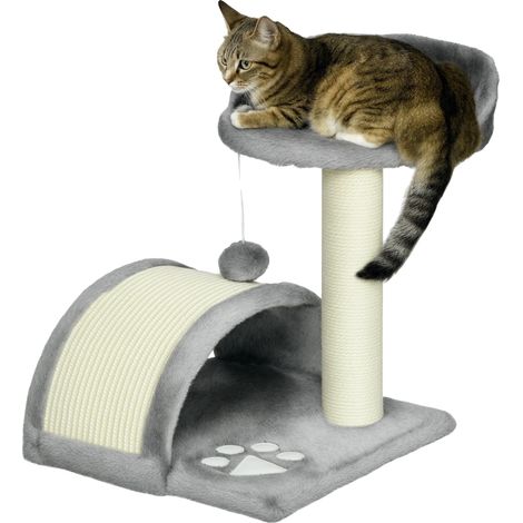 Griffoir pour chat, design multi-niveaux, construction en bois robuste, GRIS, 35.5X37X46 cm (1/5)
