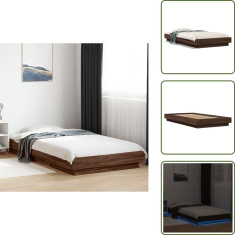Cama de madera - vidaXL Estructura cama con luces LED madera roble marrón 90x190 cm - Cama con luces LED marrón