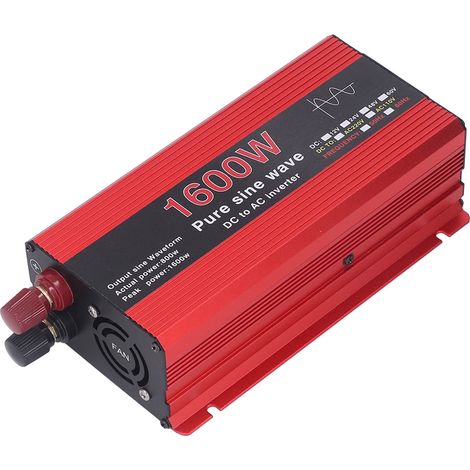Onduleur 1600W à onde sinusoïdale pure, 12V DC vers 220V AC, pour camping-car, panneau solaire et éolienne, alimentation de secours extérieure, convertisseur de puissance embarqué (1/5)