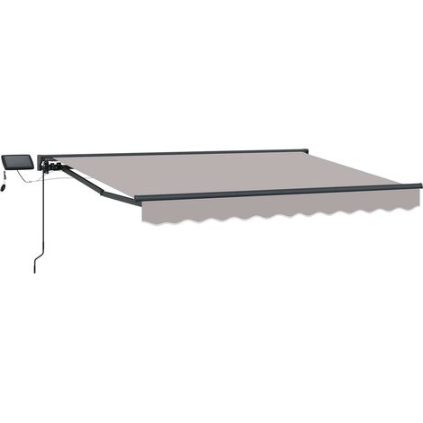 Manueller Markisenrahmen mit LEDs Hellgrau 3 x 2,5 m