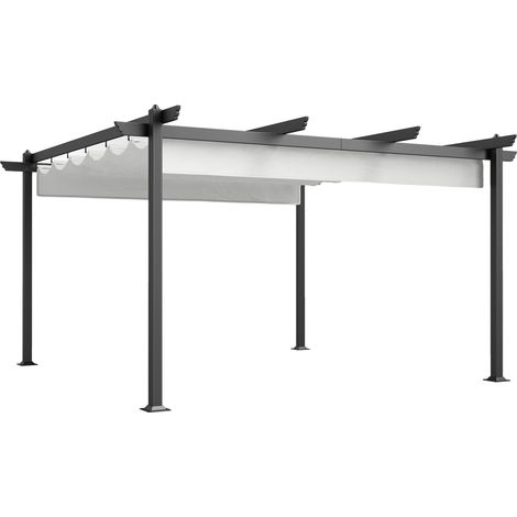 Outsunny Pergola per Giardino 4x4m con Tetto Bianco e Colonne in Alluminio (1/5)