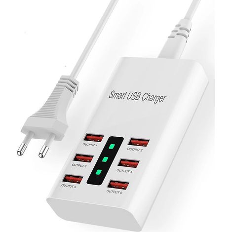 hub Usb Aliment, Aluminium Hub Multiprise Usb 6 Ports Avec Alimentation Externe 5v/2a Hub Usb Multiport,... (1/4)