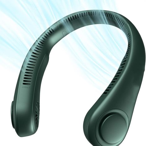 Ventilateur de Cou Portable, Ventilateur Mains Libres Sans Pale, Ventilateur Personnel Portable Fonctionnant Avec Une Batterie de 4000 mAh- Vert Foncé (1/5)