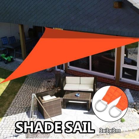 Voile D'Ombrage - Triangle 3x3x3m - Tissu Oxford Imperméable - Orange (1/3)